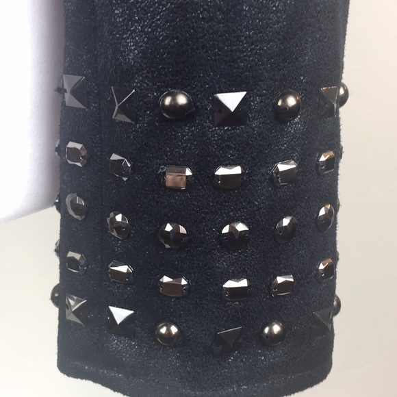INC faux leather jacket with black studs on cuffs - Picture 3 of 5